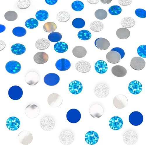 Whimzey 6000 Stück Glitzer Konfetti Blau Silber, 8mm Streudeko Geburtstag,Luftschlangen Bunt,Klein Blaue Konfetti Geburtstag, Confetti Tischdeko für Geburtstagsdeko Junge,Babyparty,Gender Reveal Party