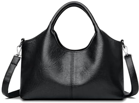 VOESLD Handtasche Damen Media Schultertasche aus PU-Leder mit Tragegriff | Verstellbarer, abnehmbarer Schultergurt, kratzfest, wasserdicht, pflegeleicht, leicht, umweltfreundlich