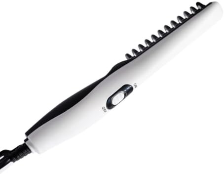 Peigne à Barbe Électrique Portable, Lisseur de Barbe pour Homme | Blanc, Chauffage Rapide et Réglages de Température, Coiffure Salon, Couvercle Protecteur