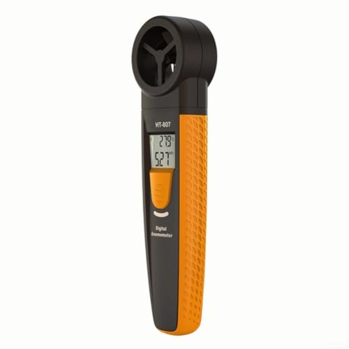 ReachMall HT-807 Anémomètre de poche numérique pour compteur de vitesse – Double température et mesure – Interrupteur multi-unités pour mph ft/min pour bateau, surf, planche à voile – Léger avec écran