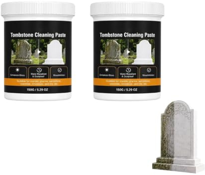 Pâte De Nettoyage Pierre Tombale Pour Marbre Granit Grès Calcaire. (2PCS) | Aide À Éliminer Les Taches De Saleté Et Les Traces D'eau, Pâte D'entretien Pour Pierres Tombales Et Monuments, Pâte.