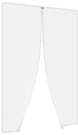 jarolift Fliegengitter Tür Balkontür Insektenschutz Fliegenvorhang ohne Bohren, mit Magnet-Verschluss, Höhe und Breite kürzbar, 140 x 250 cm (B x H), Weiß