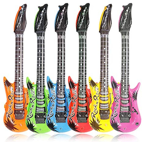 CCINEE 12Pack 35 Inch Novelty Inflatable Rock Star Guitar Toys Assorted Color for Children Party Accessories Favors