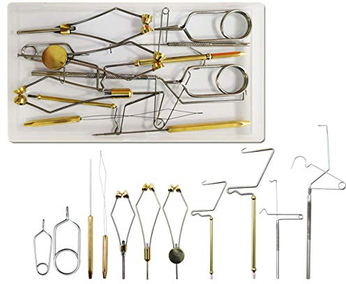 Fly Fishing Tying Tool Kit Including with Bobbin Finisher Scissors Hackle Hair Stacker Fly Fishing Tying Tools Set (11pcs Fly Tying Tools Kit)
