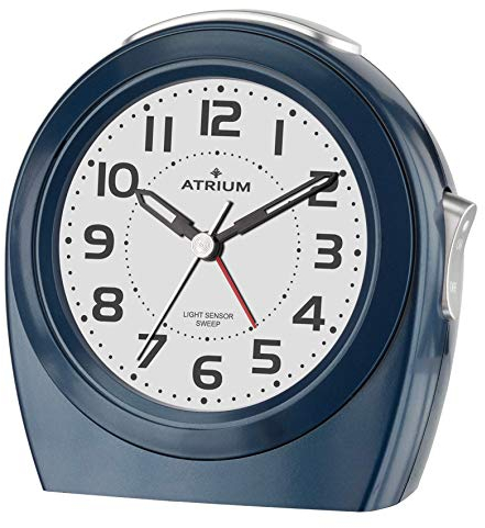 Atrium Wecker Analog Quarz ohne Ticken mit automatischem Nachtlicht und Snooze Dunkelblau A451-5