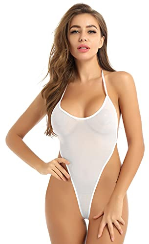 CHICTRY Monokini Donna Mare Sexy Trasparente Costume da Bagno Intero Schiena Nuda Un Pezzo Tankini Costume da Bagno Curvy Micro Bikini Brasiliana SGAMBATO Trikini