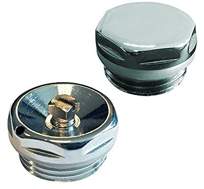 1/2 BSP - Chrome Blank Plug & Bleed Valve Set (for Towel Rails & Radiators)