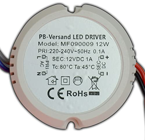 LED Trafo 12 Watt 24V DC rund kreis Leuchtmittel Transformator 24 Volt Netzteil Driver Vorschaltgerät für z.B. Unterputzdose Verteilerdose