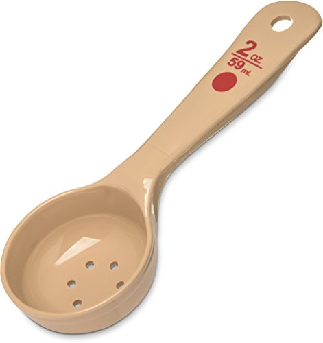 Carlisle FoodService Products Measure Miser Plastic Perforated Measuring Spoon with Short Handle, 2 Ounces, Beige - (Pack of 12)