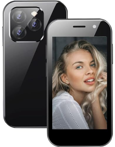 Hipipoo Mini 4G Smartphone, piccolo telefono 3.0 pollici, doppia SIM card, batteria 2600mAh, doppia fotocamera 2MP + 5MP, sblocco facciale, telefono per bambini(Nero, 3GB+32GB)