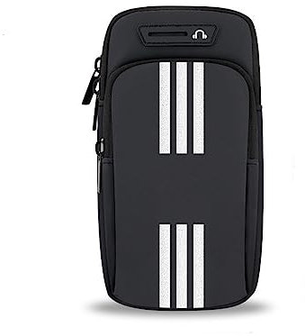 Tasche da braccio per cellulare,borsa sportiva,Fascia da Braccio Running,Porta Cellulare per Correre,per sport all'aria aperta, con jack per cuffie e due tasche per,fitness. (Nero)