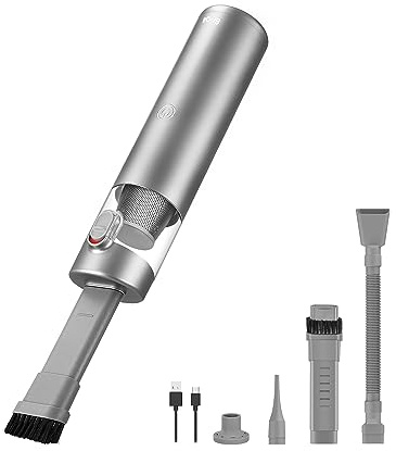 Brigii Mini Handheld Vacuum Cordless, 3 in 1-Car Vacuum & Air Duster & Hand Pump, 3 Kinds of Crevice Nozzles for Small Spaces, Crevices, Portable Rechargeable Cleaner-M1