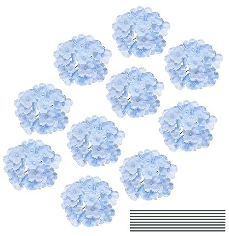 DMiotech 30 Set di Teste di Ortensia Artificiali Blu in Seta per Matrimoni Fiori Finti con Steli per Vasi Matrimonio Pareti Fiori Decorazioni Regalo
