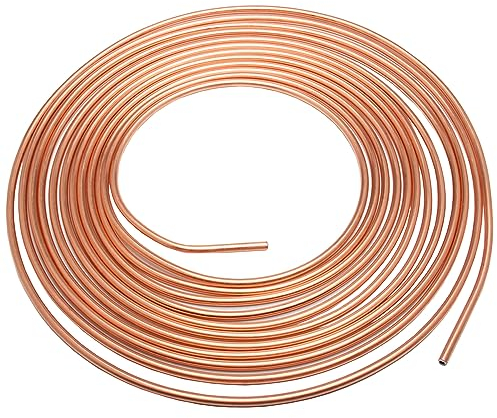 MOCNT Car Copper Brake Pipe 1/4 Brake Pipe Copper Coated Steel Tubing Car Brake Pipe Line Fuel Hose Tubing Auto Replacement Brake Line Kit Fuel Line Oil Line Length 25 Foot