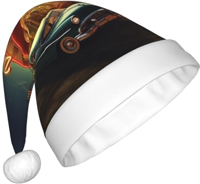 VTCTOASY Weihnachtsmütze im Vintage-Stil, Weihnachtsmannmütze, Unisex, Plüsch, niedlicher Weihnachtsmütze für Neujahr, festliche Party