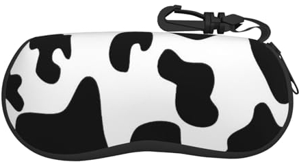 CZZYH Tragbares weiches Brillenetui mit Reißverschluss, schwarzes Cartoon-Brillenetui für Damen und Herren, 17cm x 8cm