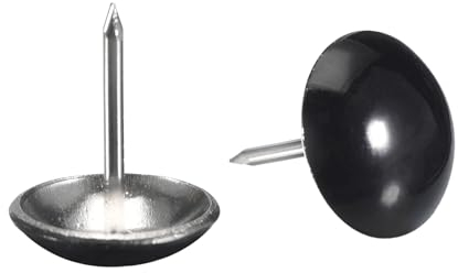 QUARKZMAN 50 Piezas de Clavos de Tapicería, Cabeza Redonda de 16mmx20mm, Clavos Decorativos para Muebles, Chinchetas para Sofás y Cabeceros, Negro Brillante