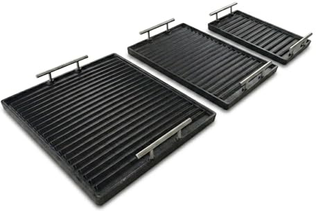 42 x 30 cm -Bistecchiera in Ghisa Doppia Smaltatura per BBQ e Camini | Uso su Fuoco Aperto e Cucine, Facile Pulizia, Resistente all'esterno, Cottura Sanae senza grassi, Griglia smaltata di qualità