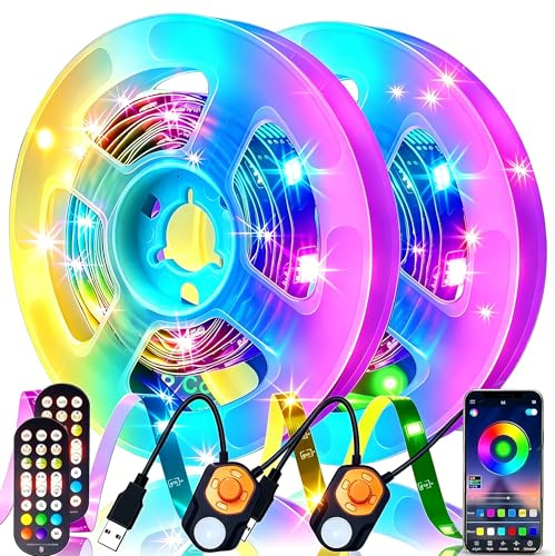 Meiyue LED Strip Bewegungsmelder 3M 2Set, RGB LED Streifen mit PIR Bewegungssensor, Fernbedienung & APP Steuerung, Nachtlicht mit Bewegungsmelder für Bet,Treppen,Schlafzimmer