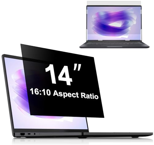 PYS Filtre de confidentialité pour ordinateur portable 14 16:10 pour Hp/Dell/Acer/Lenovo/ThinkPad/Samsung/Asus/Sony, amovible, anti-reflet, anti-lumière bleue