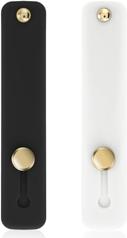 WLLHYF 2Pcs Phone Loop Finger Holder, Silicone Phone Grip Strap Stand Universal Portable Finger Kickstand (2pcs-Black/White)