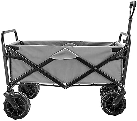 CCYENG Trolley-Wagen, zusammenklappbarer Campingwagen, zusammenklappbarer Stahlrahmen, für Garten und Strand, robuster Mehrzweck-Transportwagen für Camping im Freien,