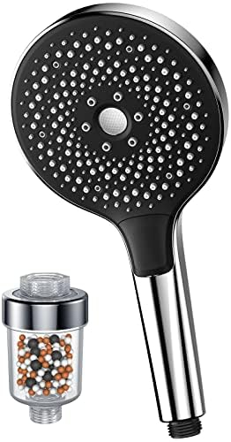 KEEPIFY Wasserspar Duschkopf Regendusche, Silber Economy Handbrause Hochdruck Regenduschkopf Druckerhöhend 4 Strahlarten(Duschkopf ohne Schlauch), Chrom