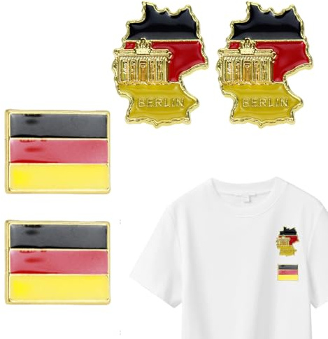 4 Stück Deutschland Flaggen Pin,Flaggen Pin,Anstecker Fahnenpin,Brosche Pins Flaggen Pins,Brosche Pin Kleidungszubehör,Legierung Brosche Krawatte Brosche Dekoration Männer Frauen