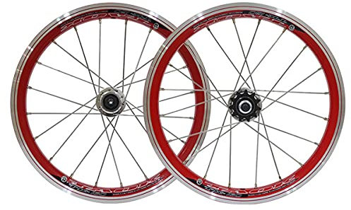 16-Zoll-Fahrrad-Radsatz mit festem Gang, 11 Zähne, Fahrrad-Radsatz, V-Bremsfelge, 20 Speichen, Fixie, Singlespeed, für Kinderfahrrad, Faltrad, BMX, Mountainbike, 1249 g (Farbe: Rot, Größe: 16 Zoll)