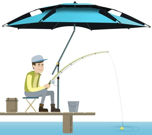 Strandschirm Angelschirm Groß Sonnenschirm Freien Gartenschirm Windschutz mit Aufbewahrungstasche Angler Campingschirm UPF 50+ für Balkon Picknick Patios(240cm)