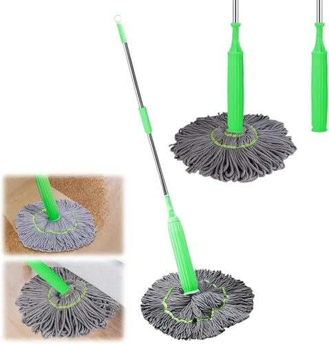 Aizuoni 2 In 1 Dehydrierter Mopp, Selbstauswringender Twist-Mopp Zum Bodenreinigen, 360° Drehgelenk Mikrofaser Wischmopp Mit Auswringfunktion, 360 Grad Bodenreiniger