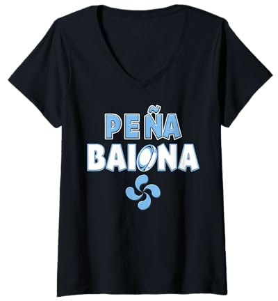 Femme L'Esprit Du Rugby Bayonnais Pays Basque Supporter Famille T-Shirt avec Col en V