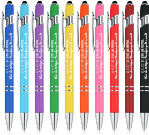 Clabby 20 Stück Abschied Geschenk Kollegen Kugelschreiber Arbeit Ist Wie Ein Banküberfall mit Touchpen Druckkugelschreiber Stifte mit Spruch für Ruhestand Mitarbeiter Weihnachten (Bunte Farben)