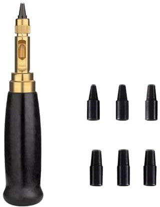 Wjelet Adjustable Japanese Screw Hole Punch Belt Hole Puncher for Leather, Leather Punch, Hole Punch for Crafting with 6 Punches Used for DIY Craft Sewing Punching