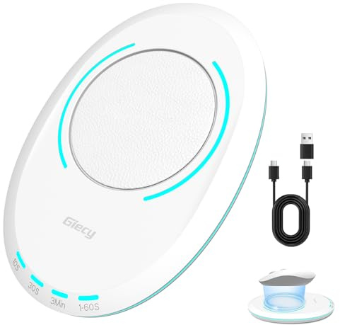 Giecy Ultra Slim Mouse Mover, Jiggler with Adjustable Interval Timer, Undetectable & Breathing Light, Simulates Realistic Mouse Movement for Keeping Computer Laptop Active（White）