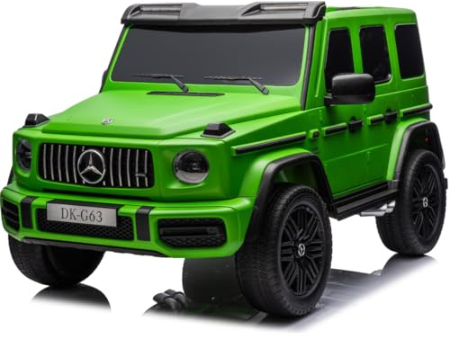 FINOOS Kinder Elektroauto Mercedes G63 2 Sitzer 24V, 4X 200W insgesamt 800W, AMG Doppelsitzer Kinderauto Elektrisch mit Fernbedienung - Ledersitz und Eva Reifen - Elektroauto für 2 Kinder (Grün)