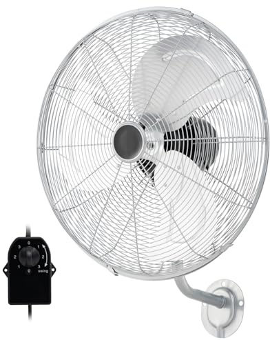 RELAX4LIFE Wandventilator mit 3 Geschwindigkeitsstufen, 85°Oszillation & 30°Neigung, 120W Ventilator mit 3 Aluminiumflügel für Terrasse, Lager, Werkstatt & Keller, Geräuschpegel≤60db (Silber)