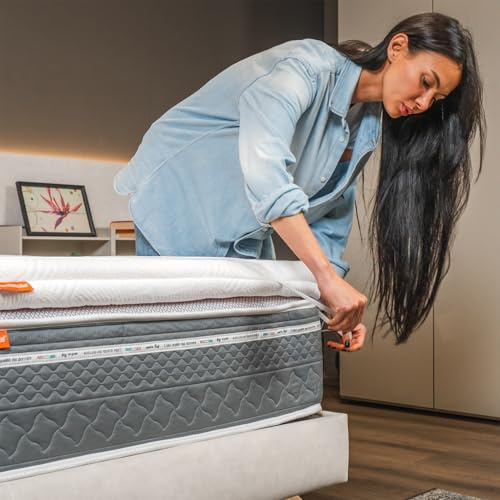 Topper 140x180 alto 5 cm, correttore materasso in Memory Foam - Sfoderabile, Dispositivo Medico, Made in Italy 100%. One