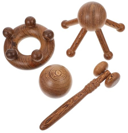 WRITWAA 4piezas Masajeador De Cabeza Aparatos De Masaje Ecológicos De Madera Para Masaje Facial y Corporal Duradero