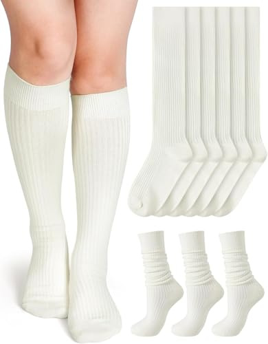 Knee High Socks for Women, Wool Thermal Warm Boot Slouch Womens Socks | Two Ways to Wear, Slouch Style, Soft&Stretchy, 55% Cotton, 25% Wool, Suitable for School and Everyday Wear, Size UK 4-7