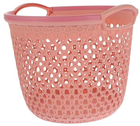 Cesto portabiancheria portatile e ventilato in plastica con manici laterali, vasca rotonda per la biancheria, contenitore portabiancheria antimacchia, adatto per bagni, camere da letto e lavatrici