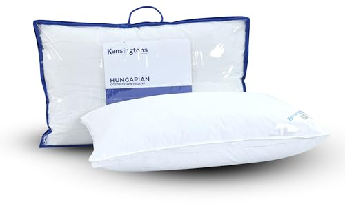 Kensingtons Hungarian 100% Goose Down Pillow - Ethically Sourced Fill for Front & Back Sleepers | Cotton Cover,Non-Allergenic & Washable (48 × 74 cm) (Pack of 1)