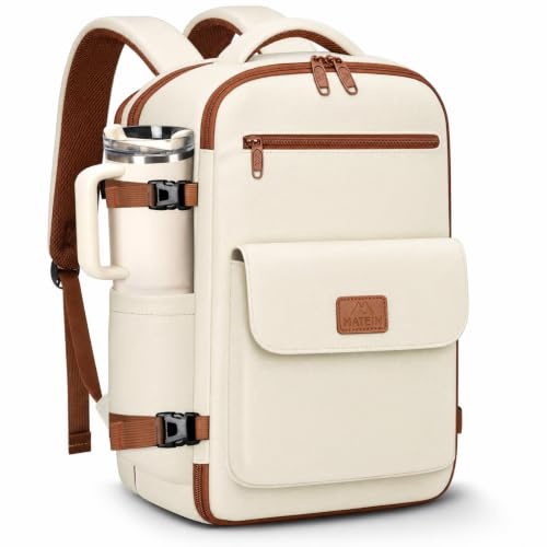 MATEIN Ryanair Handgepäck 40x30x20, Reiserucksack Damen mit Nassfach | Handgepäck 40x30x20 mit Laptopfach, Rucksack 40x30x20, Travel Backpack 24L, Ryanair Rucksack für Flugzeug, Beige Braun