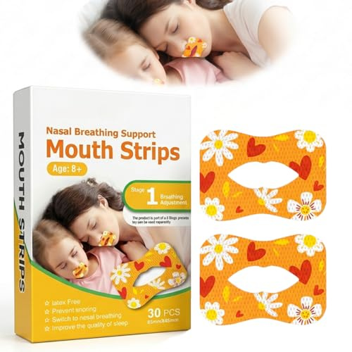 30PCS Bande Buccale Anti-Ronflement pour Dormir, Phase 1 Mouth Tape Améliore la Qualité du Sommeil, Bande Adhésive Anti-Ronflement, Réduit la Respiration Buccale pour Enfants et Adultes