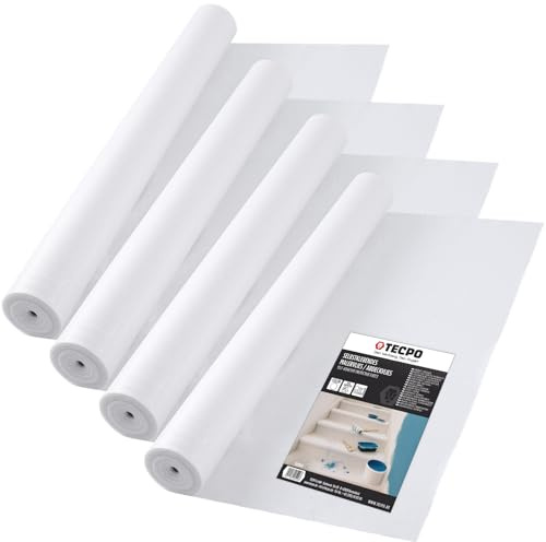 TECPO 4x Abdeckvlies Malervlies 25m Schutzvlies 120g/m² Anti-Rutsch Vlies-Rolle selbstklebend Bodenschutz Treppenvlies
