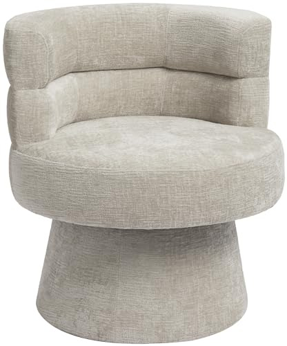 Duhome Loungesessel Wohnzimmer 360° Drehbarer Sessel mit Armlehnen, Relaxsessel aus Chenille Übergroßer Gepolsterter Sitz für Schlafzimmer Büro Lesesaal, Beige