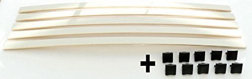 JUSNOVA Set: Federholzleisten + Befestigungs Kappen zur Selbstmontage für Futon, Bett oder Caravan | Stärke/Höhe 8mm x Breite 35mm (20 Kappen 1001 + 10 Leisten (Länge 905mm))