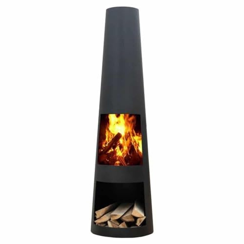 GardenmaxX Original Gartenkamin/Terrassen-Feuerstelle Rengo XL Black, Kamin 145cm Black Edition