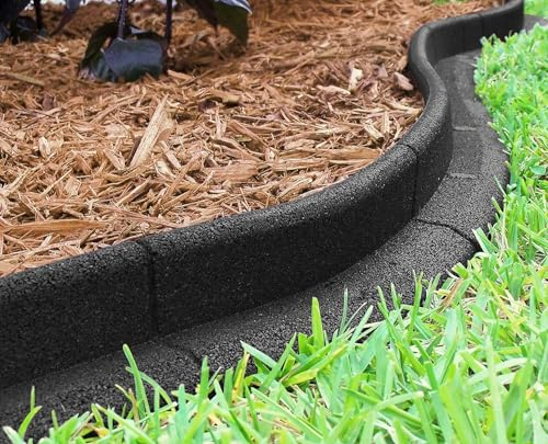 Ecoborder - Bordure de Jardin Extérieur - Bordure de Jardin Flexible - Bordures de Jardin 7 Mètres avec Encrages Inclus - Bordurette de Jardin Flexible sans Creusage - Hauteur de 7.6 CM - Noir