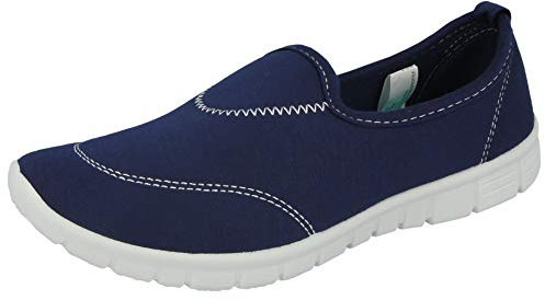 Solewish Women Slip On Memory Foam Flexi Walk Sports Pumps (7 UK, Navy Blue)